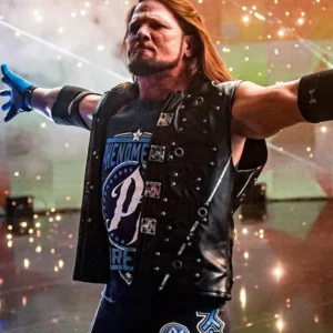 WWE AJ Styles Black Hooded Leather Vest
