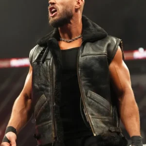 Austin Theory WWE Black Leather Vest