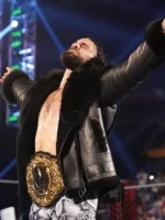 WWE Seth Rollins Black Fur Leather Jacket