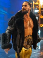 WWE Seth Rollins Black Fur Leather Jacket