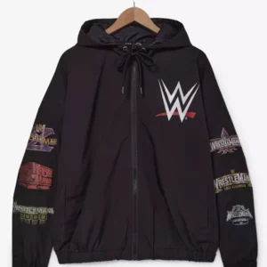 WWE WrestleMania Logos Windbreaker Hooded Jacket