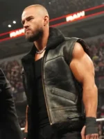 Austin Theory WWE Black Leather Vest